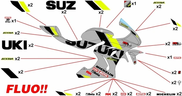 Kit adesivi replica Suzuki Ecstar MotoGP 2019 GR | strada fluo