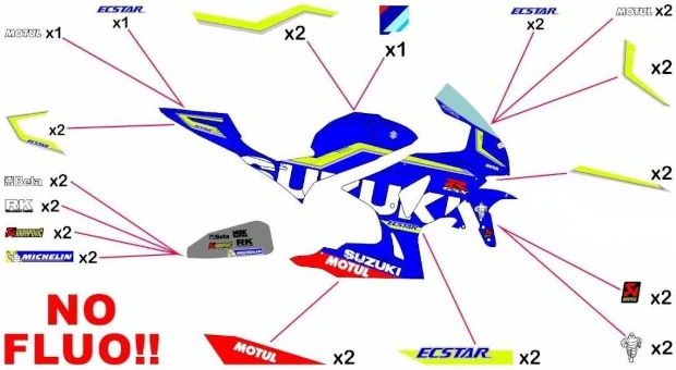 Kit adesivi replica Suzuki Ecstar MotoGP 2016 | strada no fluo