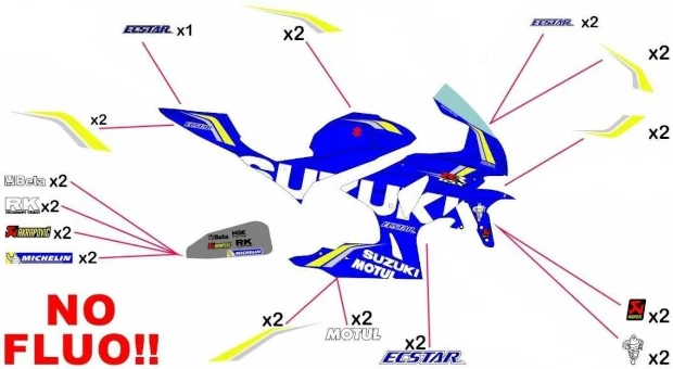 Kit adesivi replica Suzuki Ecstar MotoGP 2018 | corsa no fluo