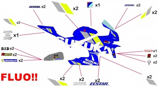 Kit adesivi replica Suzuki Ecstar MotoGP 2018 | strada fluo