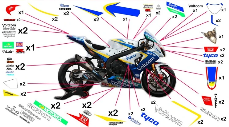 Stickers replica Suzuki GSX-R 1000 Voltcom Crescent SBK 2015 (race not to be clear coated)