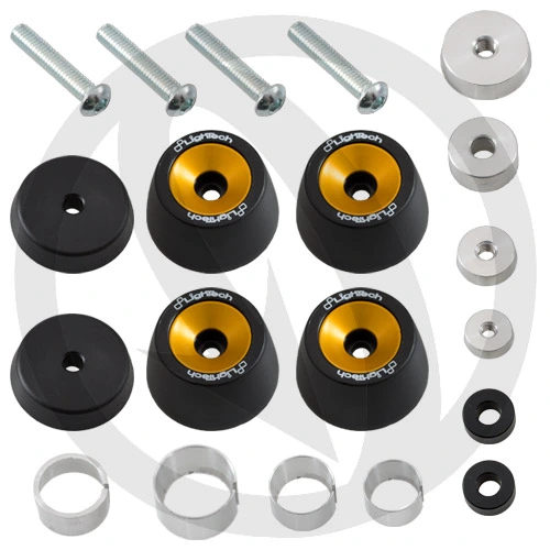 Kit of black gold wheel axles crash protectors | Lightech