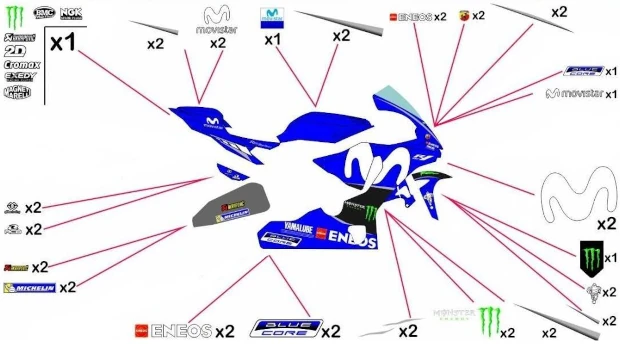 Stickers replica Yamaha Movistar MotoGP 2018 | race