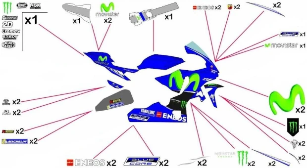 Stickers replica Yamaha Movistar MotoGP 2017 | race
