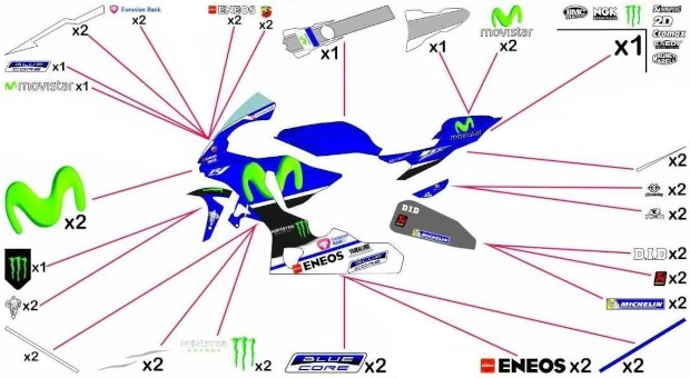 Stickers replica Yamaha Movistar MotoGP 2016 | street