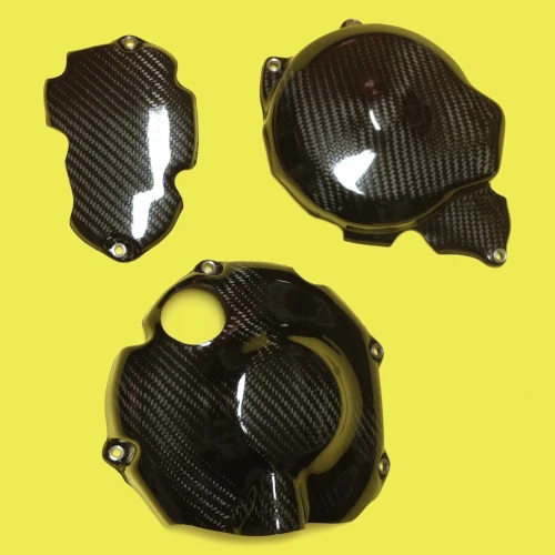 Engine crankcase guard kit | glossy plain carbon