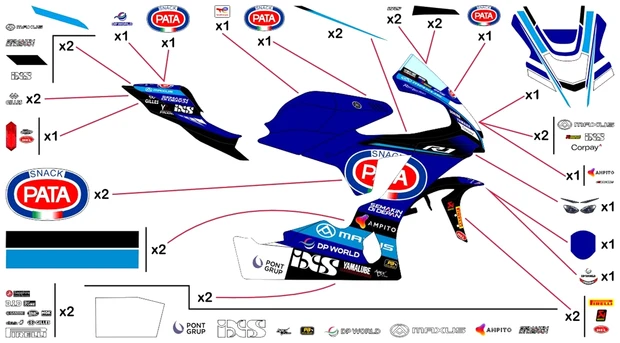 Stickers replica Yamaha Pata Maxus WSBK 2026 | street