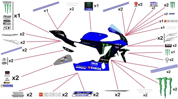 Kit adesivi replica Yamaha Monster MotoGP 2022 | corsa