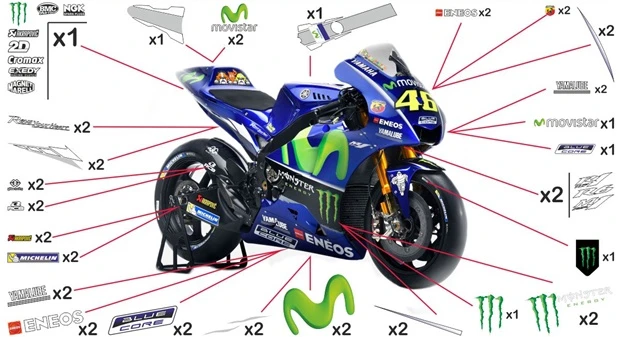 Kit adesivi replica Yamaha Movistar MotoGP 2017 | corsa